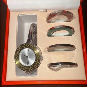 Coach Silver Watch with Gold and Black Bezels